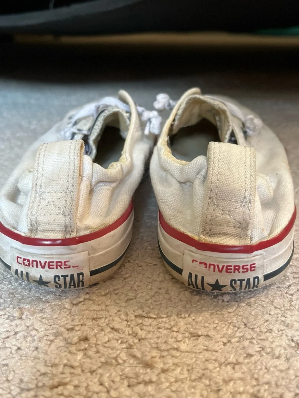Converse Kids Low-Top White Canvas Sneakers with Red Trim